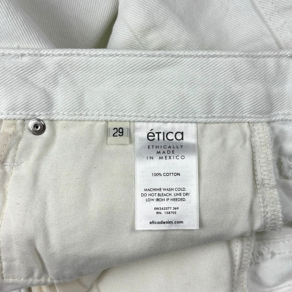 ETICA COTTON VINTAGE WHITE HAVEN HIGH RISE RELAXED RAW HEM BUTTON FLY SHORTS